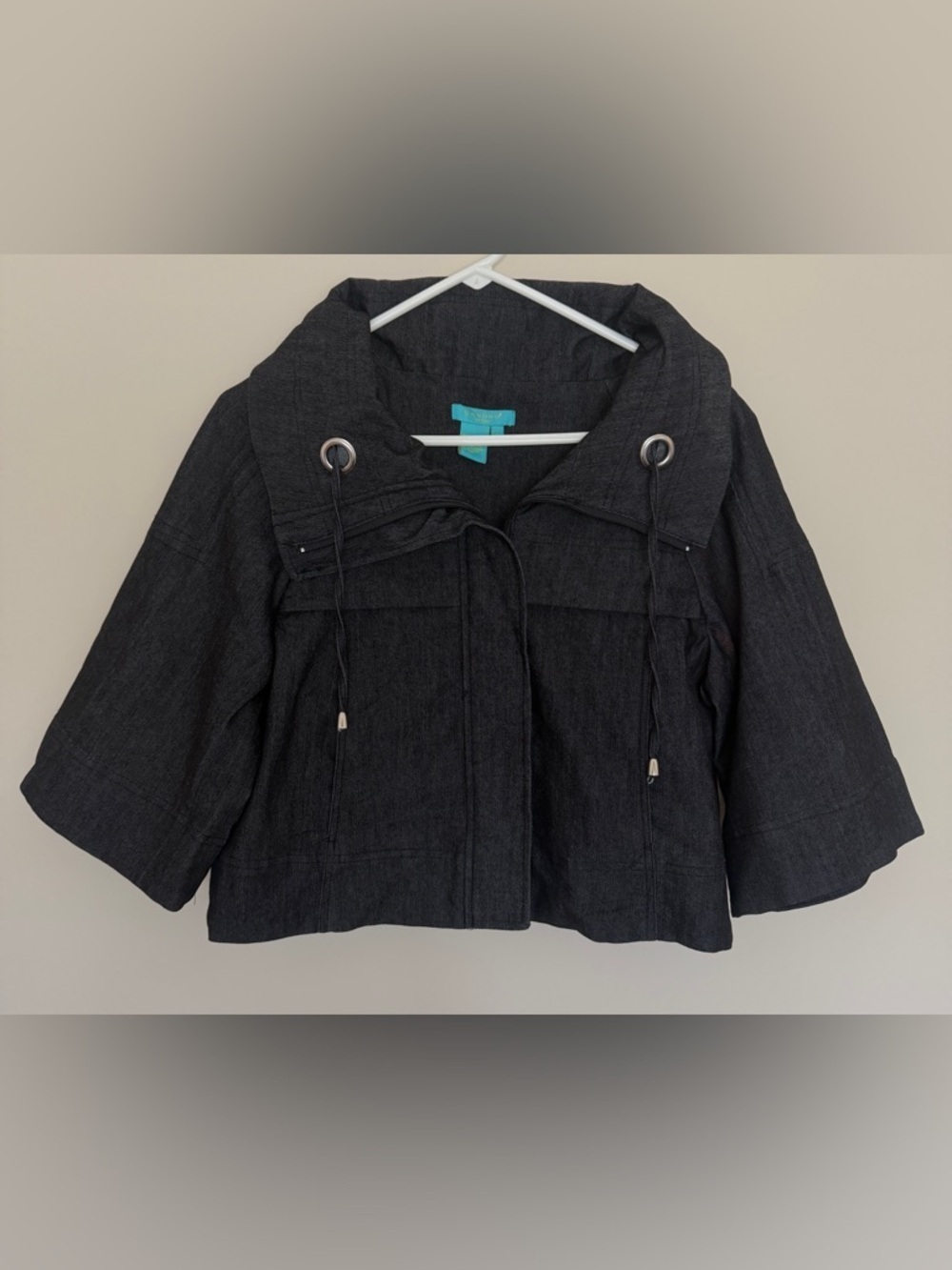 Sandro Sportswear Black Short Utility Jean Jacket with Drawstring